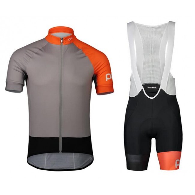 2020 POC Essential Road Fietskleding Wielershirt Korte Mouw+Korte Fietsbroeken Bib Gris Orange HO740 HO740