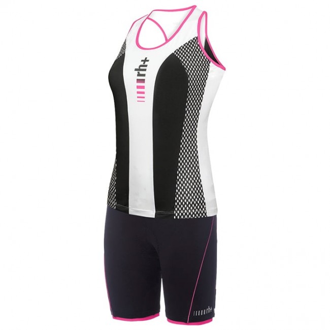 2020 Dames RH+Roadie Wielerkleding Wielershirt Korte Mouw+Korte Fietsbroeken Wit Zwart Fuchsia 2YY1O 2YY1O