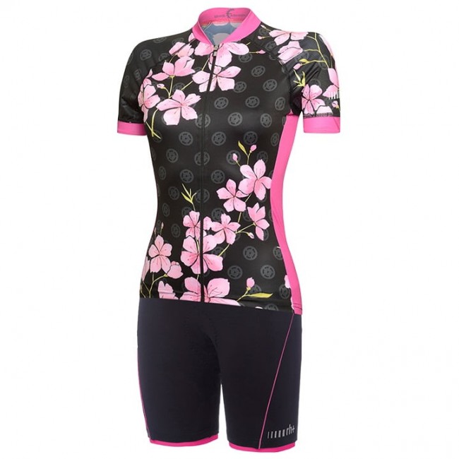 2020 Dames RH+Venus Wielerkleding Wielershirt Korte Mouw+Korte Fietsbroeken Zwart Fuchsia J8A84 J8A84