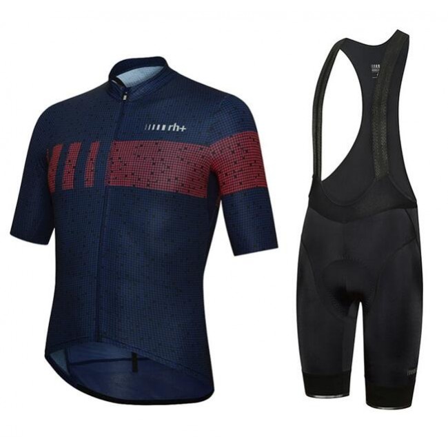 2020 RH+Pixel Super Light Fietskleding Wielershirt Korte Mouw+Korte Fietsbroeken Bib Blauw Rood JNAFQ JNAFQ