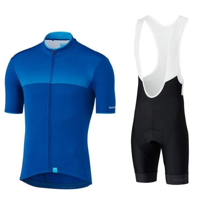 2020 SHIMANO Escape Fietskleding Wielershirt Korte Mouw+Korte Fietsbroeken Bib Blauw LQ592 LQ592