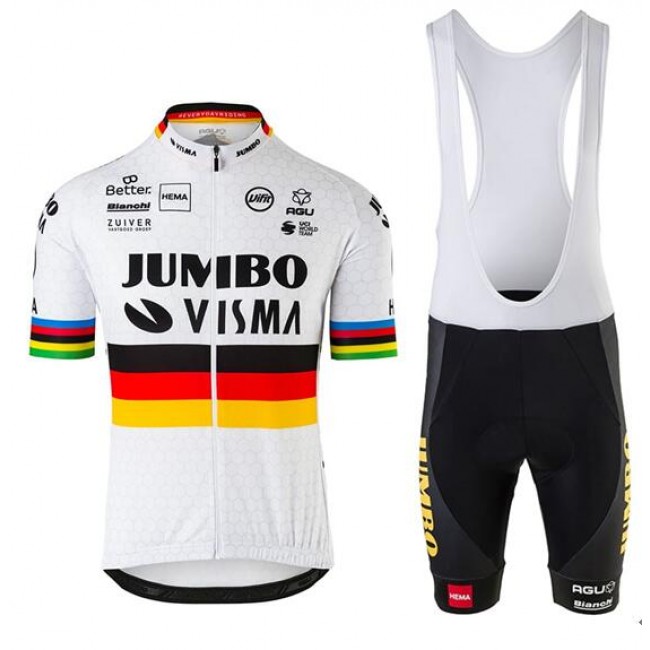 TEAM JUMBO-VISMA German Time Trial Champion 2020 Fietskleding Wielershirt Korte Mouw+Korte Fietsbroeken Bib B9U9M B9U9M