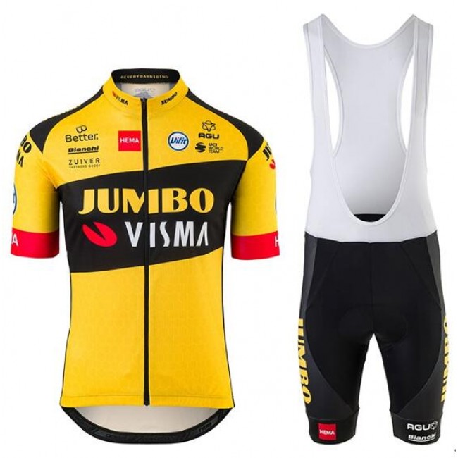 TEAM JUMBO-VISMA 2020 Fietskleding Wielershirt Korte Mouw+Korte Fietsbroeken Bib Zwart Geel OZLFL OZLFL