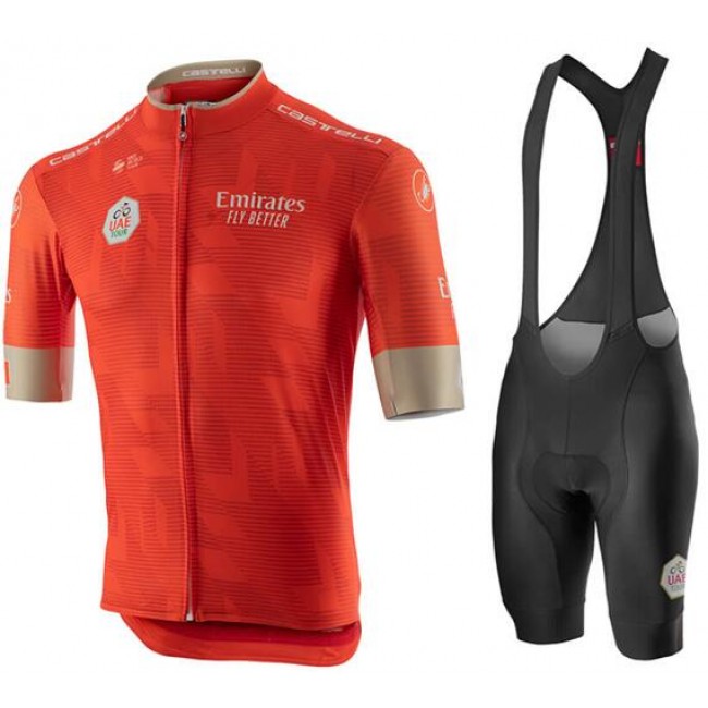 2020 UAE Tour Fietskleding Wielershirt Korte+Korte Fietsbroeken Bib Orange 2020111
