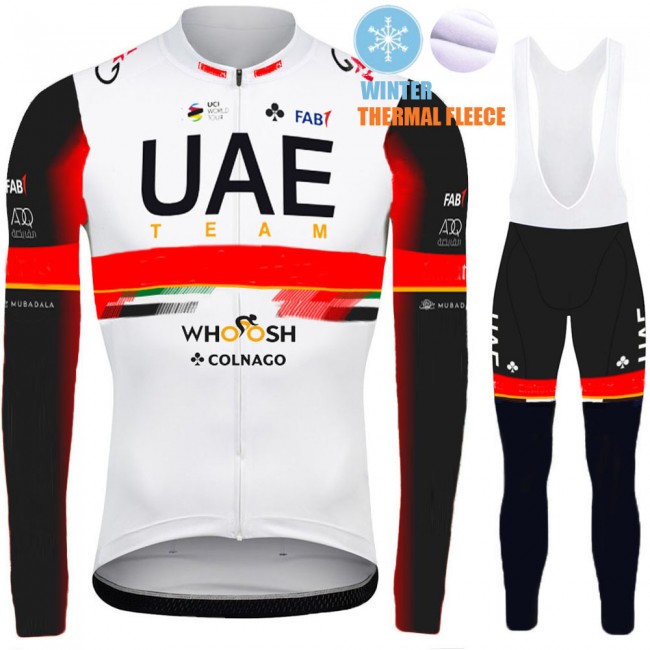 2021 Winter Fleece UAE Emirates Pro Team Fietskleding Fietsshirt Lange Mouw+Lange Fietsbroek Bib 966