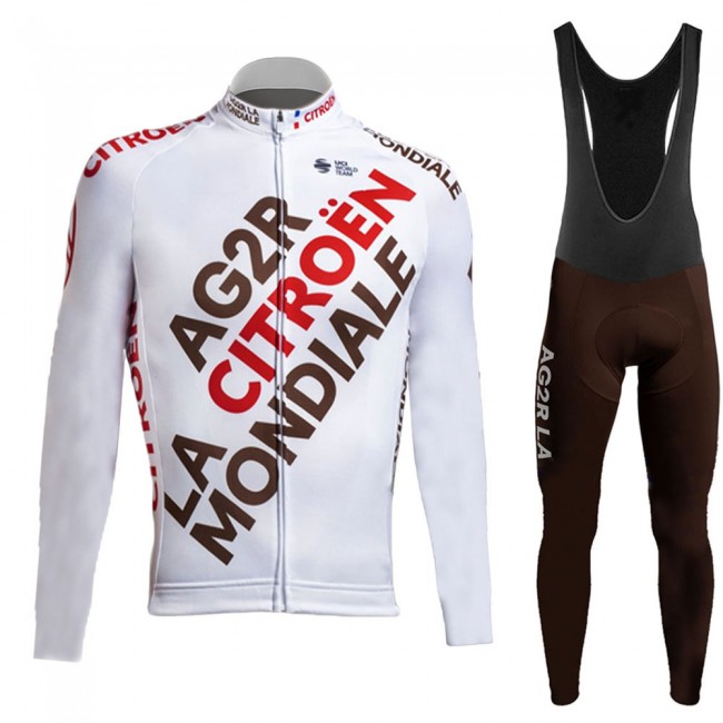 2021 Ag2r Mondiale Citroen Team Fietskleding Fietsshirt Lange Mouw+Lange Fietsbroek Bib 706