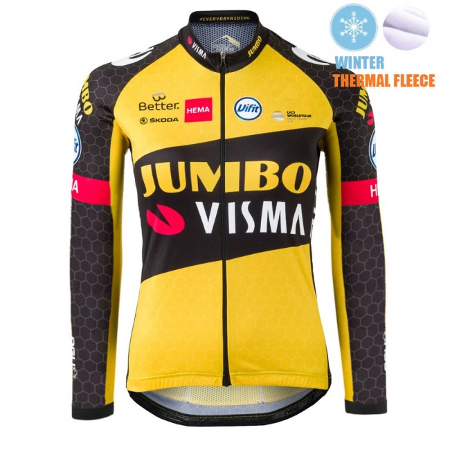 2021 Winter Fleece Jumbo Visma dames Pro Team Fietsshirt Lange Mouw 842