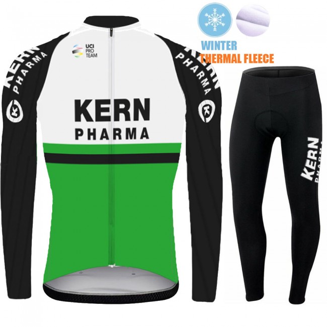 2021 Winter Fleece kern pharma Pro Team Fietskleding Fietsshirt Lange Mouw+Lange Fietsbroek Bib 995