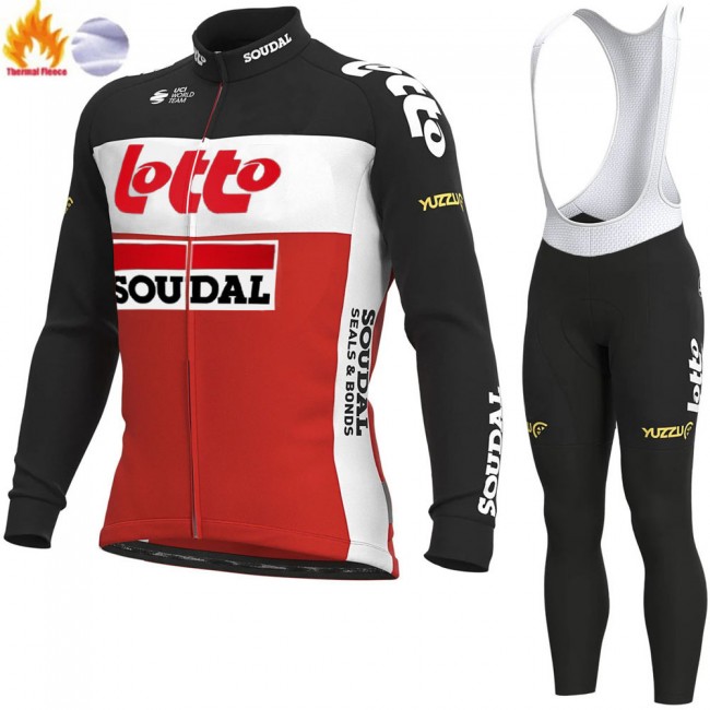 2021 Winter Fleece Lotto Soudal Pro Team Fietskleding Fietsshirt Lange Mouw+Lange Fietsbroek Bib 897