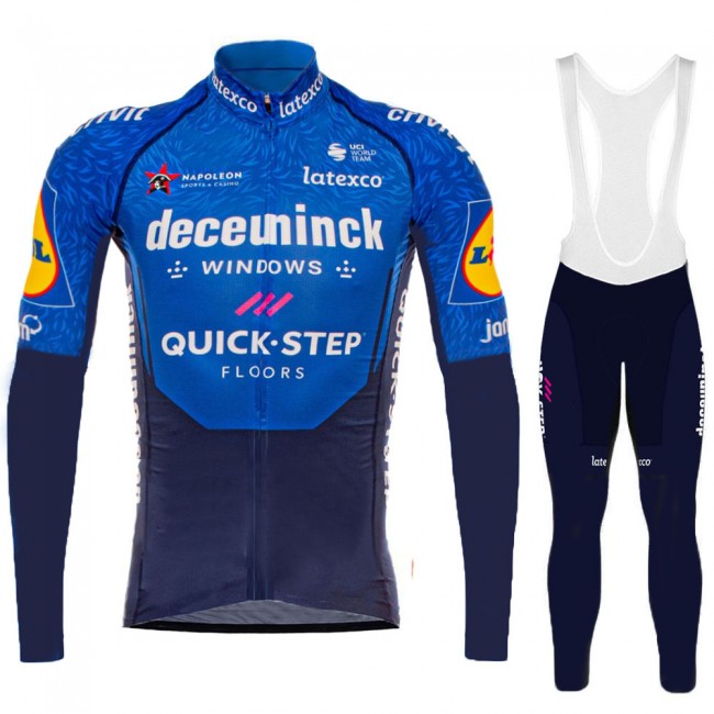 2021 Deceuninck quick step Pro Team Fietskleding Fietsshirt Lange Mouw+Lange Fietsbroek Bib 918