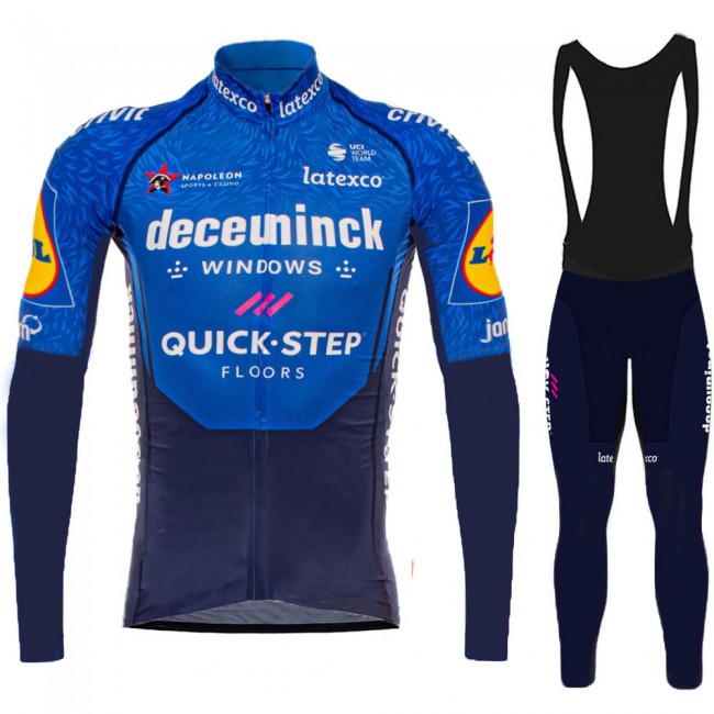 2021 Deceuninck quick step Pro Team Fietskleding Fietsshirt Lange Mouw+Lange Fietsbroek Bib 919