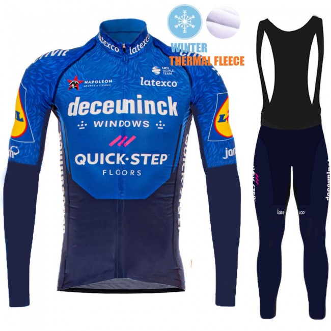 2021 Winter Fleece Deceuninck quick step Pro Team Fietskleding Fietsshirt Lange Mouw+Lange Fietsbroek Bib 926