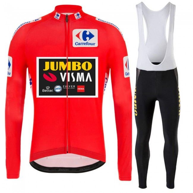 2021 Jumvo Visma Spanish Pro Team Fietskleding Fietsshirt Lange Mouw+Lange Fietsbroek Bib 871