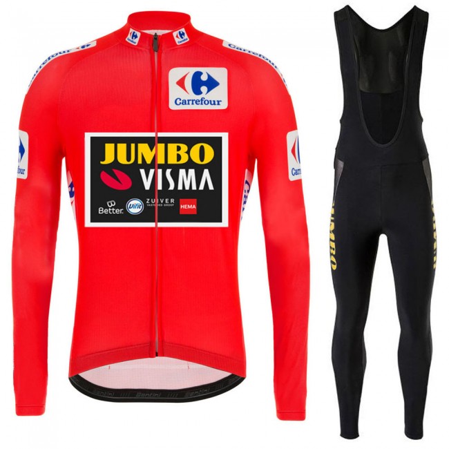 2021 Jumvo Visma Spanish Pro Team Fietskleding Fietsshirt Lange Mouw+Lange Fietsbroek Bib 872