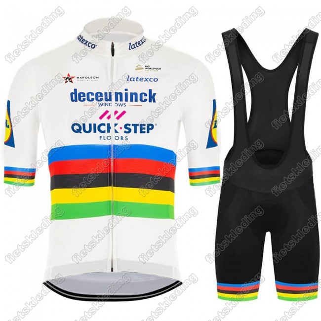 Deceuninck quick step 2021 UCI World Champion Wielerkleding Set Fietsshirts Korte Mouw+Korte Wielerbroek Bib 2021010