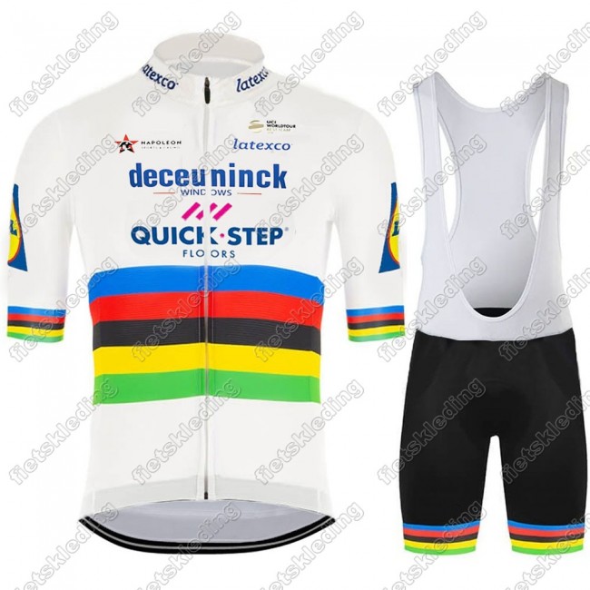 Deceuninck quick step 2021 UCI World Champion Wielerkleding Set Fietsshirts Korte Mouw+Korte Wielerbroek Bib 2021011