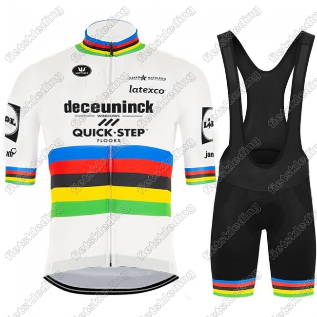 Deceuninck quick step 2021 UCI World Champion Wielerkleding Set Fietsshirts Korte Mouw+Korte Wielerbroek Bib 2021015