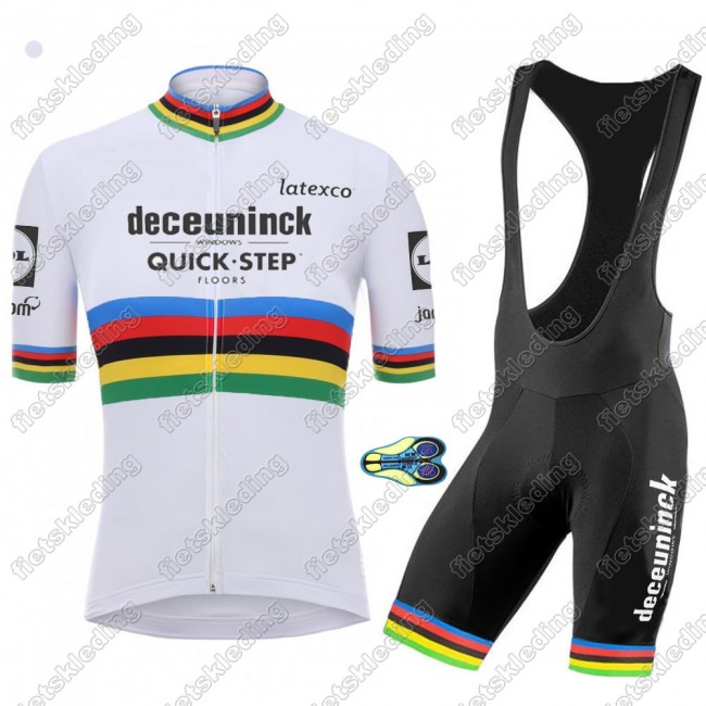 Deceuninck quick step 2021 UCI World Champion Wielerkleding Set Fietsshirts Korte Mouw+Korte Wielerbroek Bib 2021039