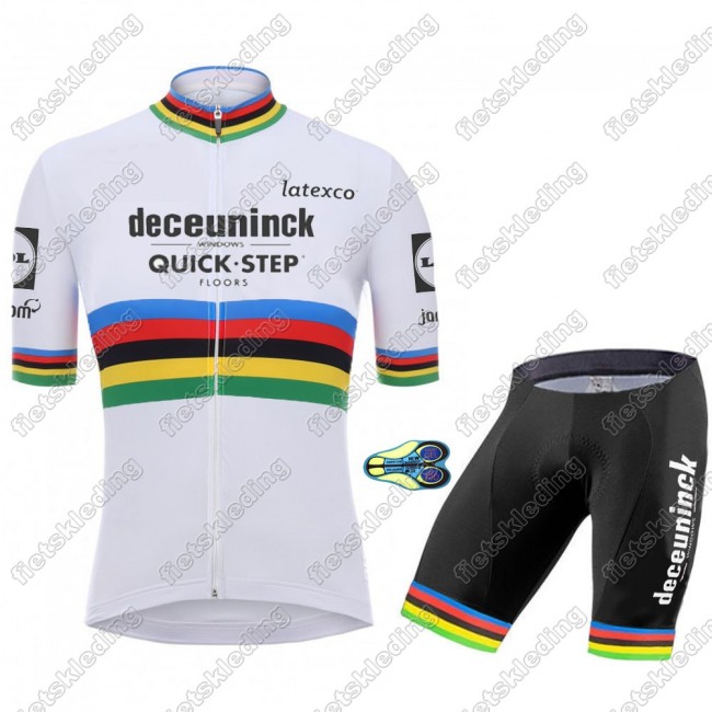 Deceuninck quick step 2021 UCI World Champion Wielerkleding Set Fietsshirts Korte Mouw+Korte Wielerbroek Bib 2021040