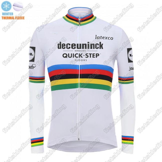 Winter Thermal Fleece Deceuninck quick step 2021 UCI World Champion Fietsshirt Lange Mouw 2021042