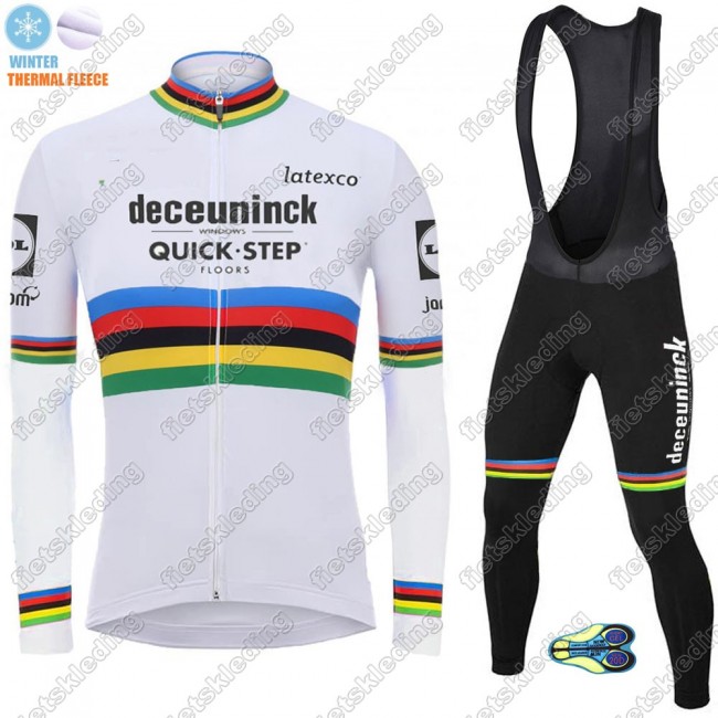 Winter Thermal Fleece Deceuninck quick step 2021 UCI World Champion Wielerkleding Set Fietsshirts Lange Mouw+Lange Fietsrbroek 2021046
