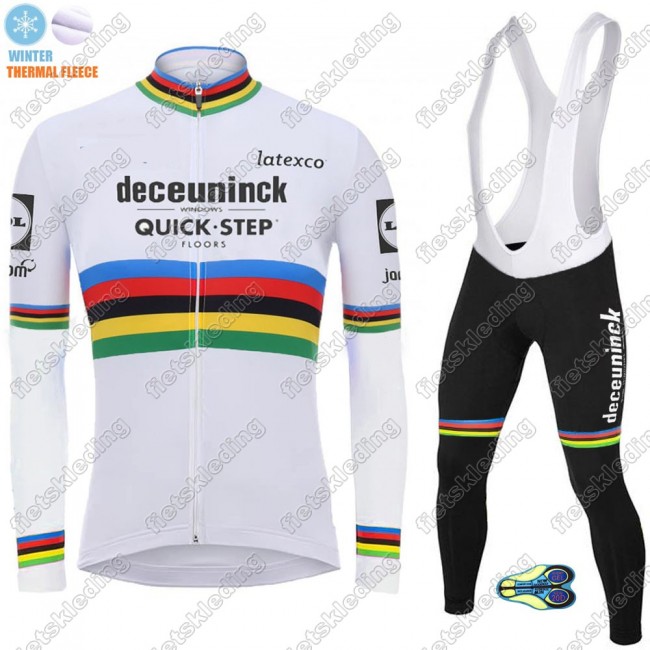 Winter Thermal Fleece Deceuninck quick step 2021 UCI World Champion Wielerkleding Set Fietsshirts Lange Mouw+Lange Fietsrbroek 2021047