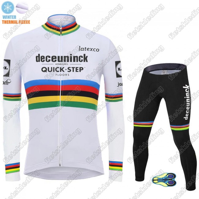 Winter Thermal Fleece Deceuninck quick step 2021 UCI World Champion Wielerkleding Set Fietsshirts Lange Mouw+Lange Fietsrbroek 2021048