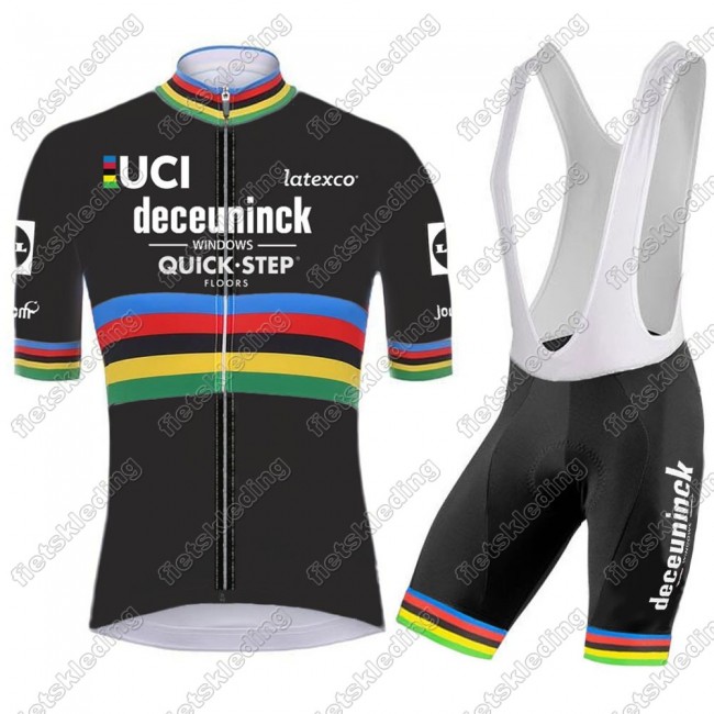 Deceuninck quick step 2021 UCI World Champion Wielerkleding Set Fietsshirts Korte Mouw+Korte Wielerbroek Bib 2021018