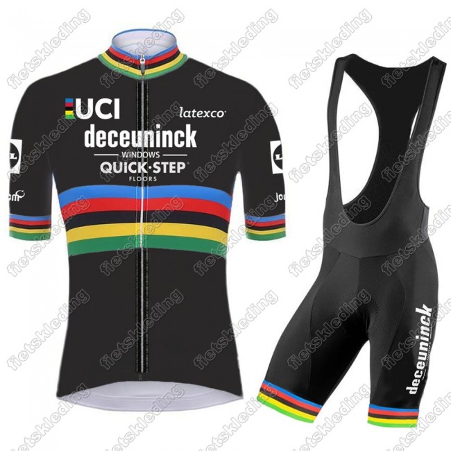 Deceuninck quick step 2021 UCI World Champion Wielerkleding Set Fietsshirts Korte Mouw+Korte Wielerbroek Bib 2021021