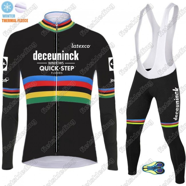 Winter Thermal Fleece Deceuninck quick step 2021 UCI World Champion Wielerkleding Set Fietsshirts Lange Mouw+Lange Fietsrbroek 2021036