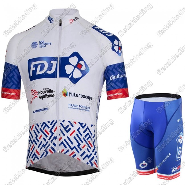 FDJ 2021 Wielerkleding Set Fietsshirts Korte Mouw+Korte Wielerbroek Bib 2021408