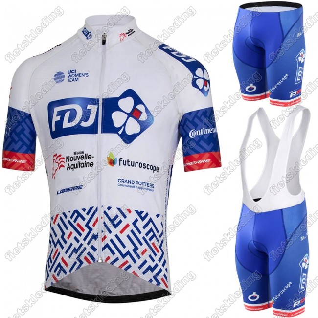 FDJ 2021 Wielerkleding Set Fietsshirts Korte Mouw+Korte Wielerbroek Bib 2021355