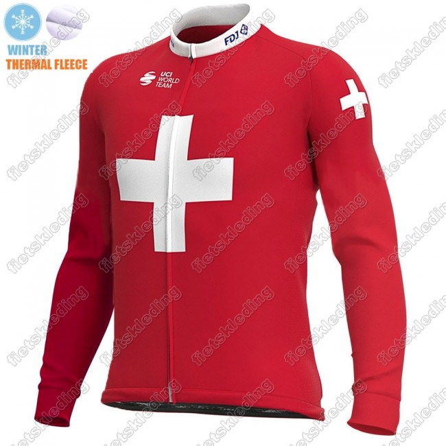 Swiss FDJ Winter Thermal Fleece 2021 Fietsshirt Lange Mouw 2021388