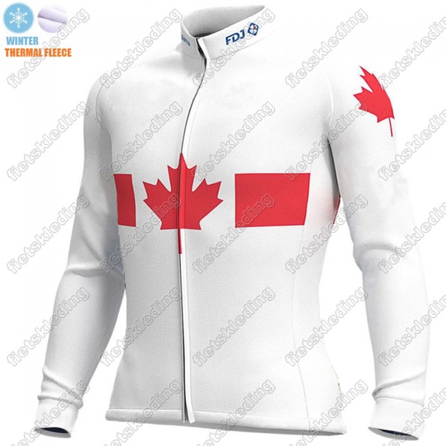 Canada FDJ Winter Thermal Fleece 2021 Fietsshirt Lange Mouw 2021395