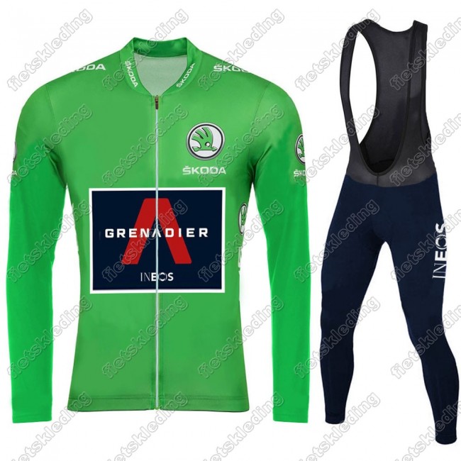 Team INEOS Grenadier Tour De France 2021 Mannen Wielerkleding Set Fietsshirts Lange Mouw+Lange Fietsrbroek Bib Green 2021144