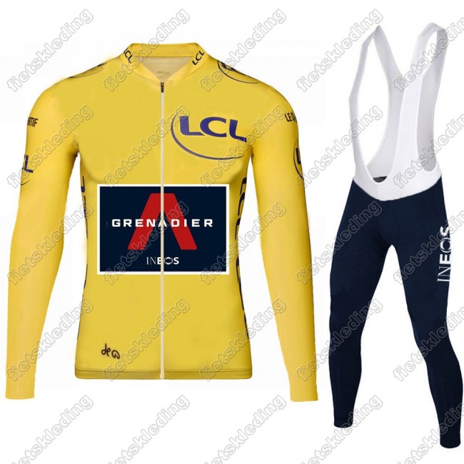 Team INEOS Grenadier Tour De France 2021 Mannen Wielerkleding Set Fietsshirts Lange Mouw+Lange Fietsrbroek Bib Yellow 2021154