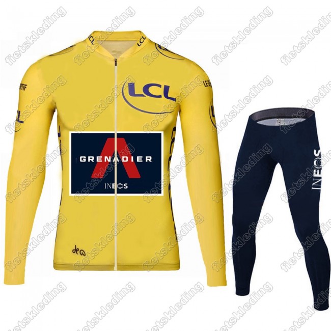 Team INEOS Grenadier Tour De France 2021 Mannen Wielerkleding Set Fietsshirts Lange Mouw+Lange Fietsrbroek Bib Yellow 2021156