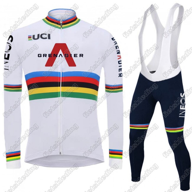 Team INEOS Grenadier UCI World Champion 2021 Mannen Wielerkleding Set Fietsshirts Lange Mouw+Lange Fietsrbroek Bib 2021179