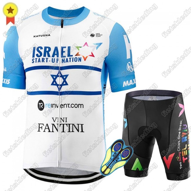 Israel Start-Up Nation 2021 World Champion Wielerkleding Set Fietsshirts Korte Mouw+Korte Wielerbroek Bib 2021482