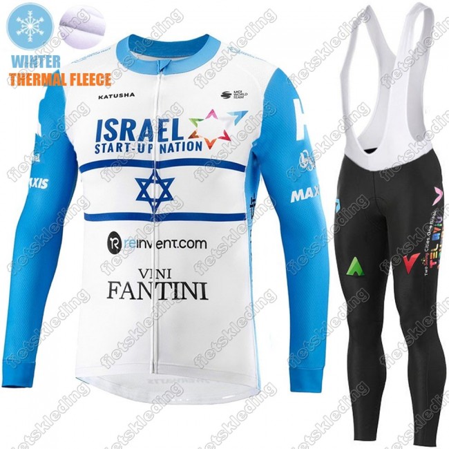 Winter Thermal Fleece Israel Start-Up Nation 2021 Wielerkleding Set Fietsshirts Lange Mouw+Lange Fietsrbroek Bib 2021493