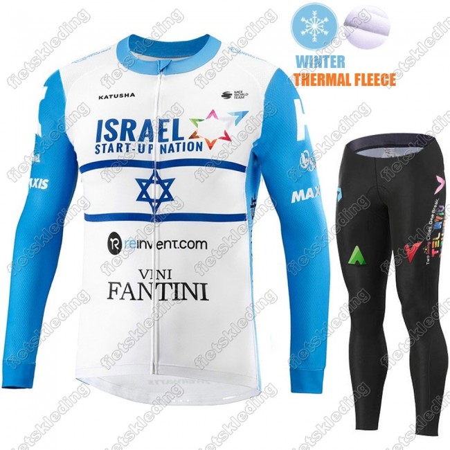 Winter Thermal Fleece Israel Start-Up Nation 2021 Wielerkleding Set Fietsshirts Lange Mouw+Lange Fietsrbroek Bib 2021494