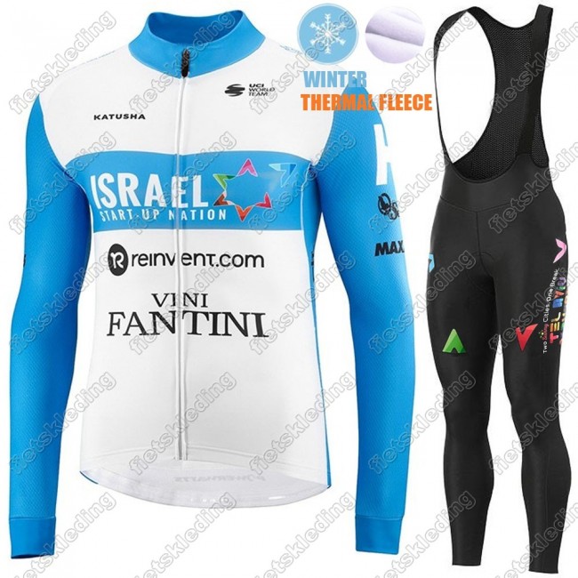 Winter Thermal Fleece Israel Start-Up Nation 2021 Wielerkleding Set Fietsshirts Lange Mouw+Lange Fietsrbroek Bib 2021488