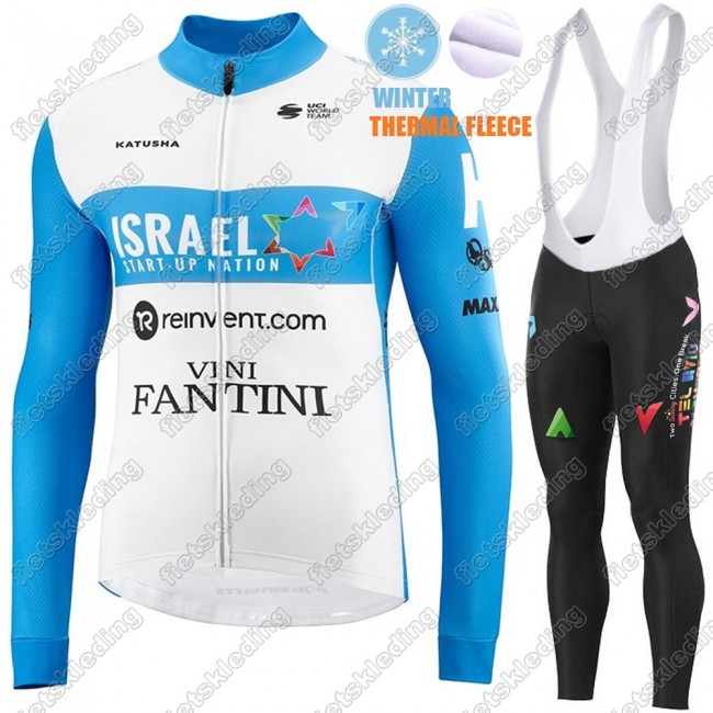 Winter Thermal Fleece Israel Start-Up Nation 2021 Wielerkleding Set Fietsshirts Lange Mouw+Lange Fietsrbroek Bib 2021489
