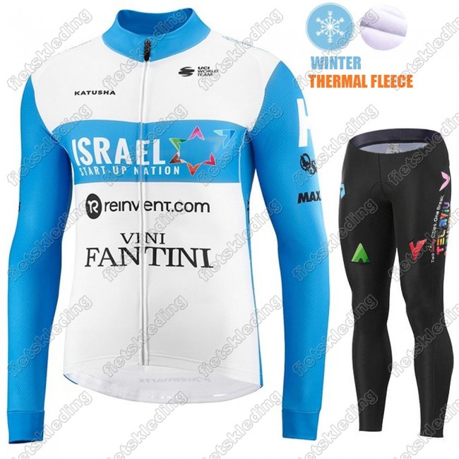 Winter Thermal Fleece Israel Start-Up Nation 2021 Wielerkleding Set Fietsshirts Lange Mouw+Lange Fietsrbroek Bib 2021490