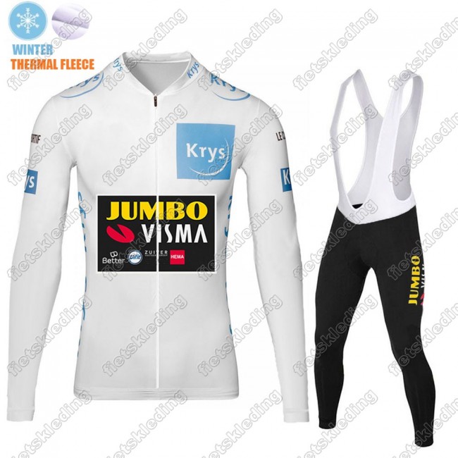 Winter Thermal Fleece Jumbo Visma 2021 Tour De France Wielerkleding Set Fietsshirts Lange Mouw+Lange Fietsrbroek Bib 2021260