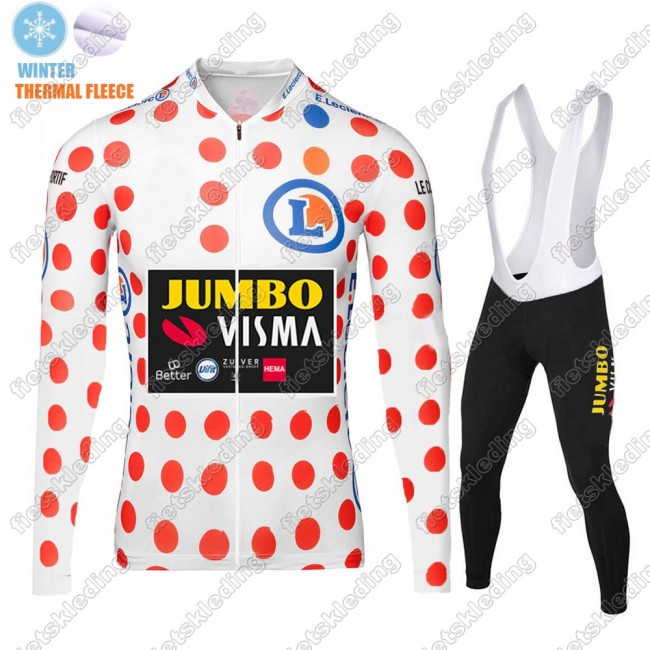 Winter Thermal Fleece Jumbo Visma 2021 Tour De France Wielerkleding Set Fietsshirts Lange Mouw+Lange Fietsrbroek Bib 2021263
