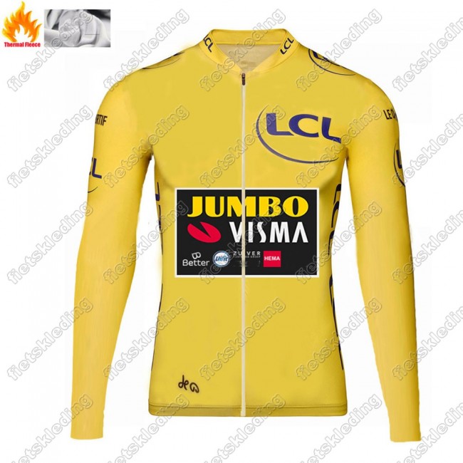 Winter Thermal Fleece Jumbo Visma 2021 Tour De France Fietsshirt Lange Mouw 2021271