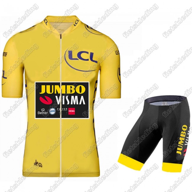 Jumbo Visma 2021 Tour De France Wielerkleding Set Fietsshirts Korte Mouw+Korte Wielerbroek Bib 2021276