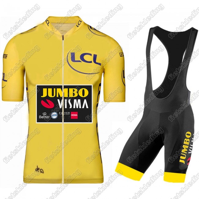 Jumbo Visma 2021 Tour De France Wielerkleding Set Fietsshirts Korte Mouw+Korte Wielerbroek Bib 2021277
