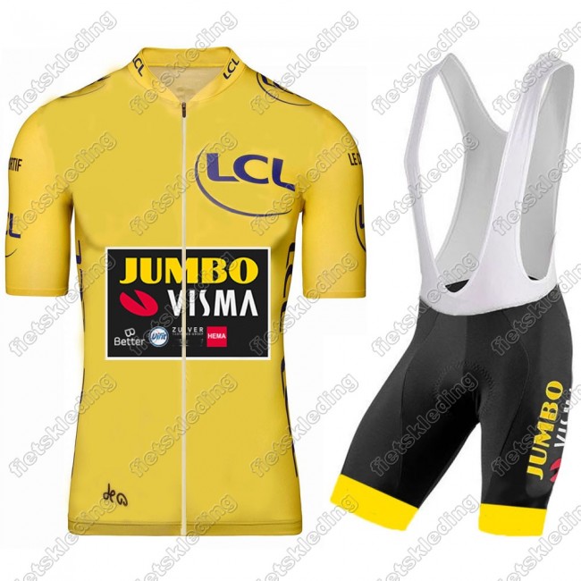 Jumbo Visma 2021 Tour De France Wielerkleding Set Fietsshirts Korte Mouw+Korte Wielerbroek Bib 2021278